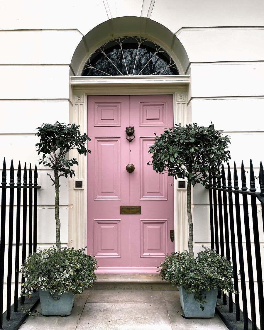 A pink London front door